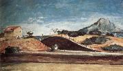 Paul Cezanne Le Percement de la voie ferree avec la montagne Sainte-Victoire painting